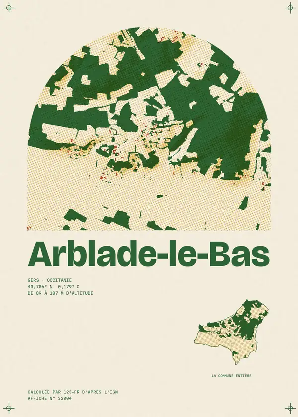 Affiche de Arblade-le-Bas, calculée par 123-fr d'après l'IGN