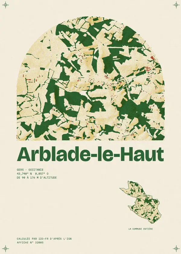 Affiche de Arblade-le-Haut, calculée par 123-fr d'après l'IGN