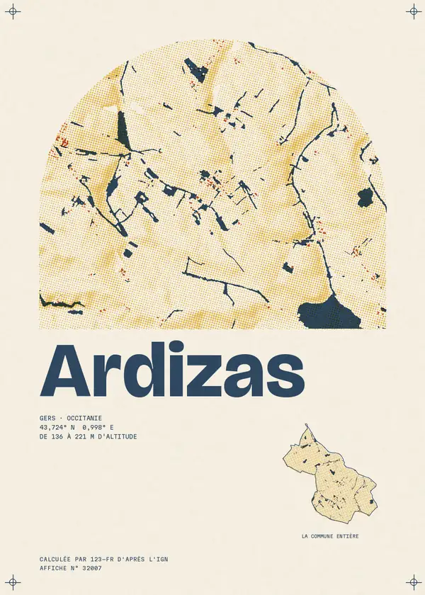 Affiche de Ardizas, calculée par 123-fr d'après l'IGN