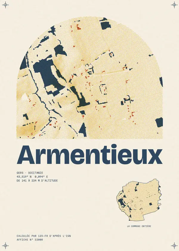 Affiche de Armentieux, calculée par 123-fr d'après l'IGN