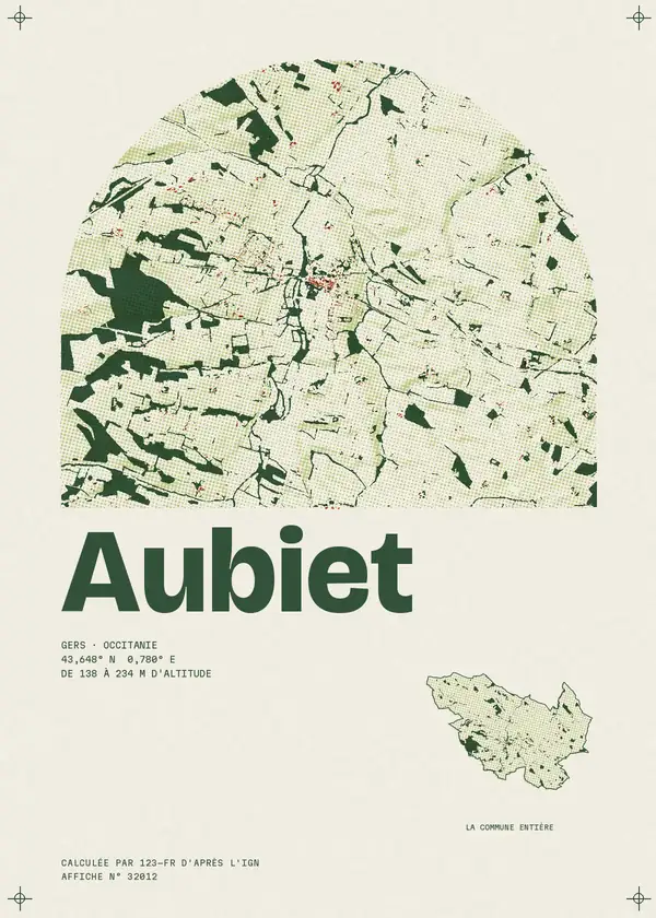 Affiche de Aubiet, calculée par 123-fr d'après l'IGN