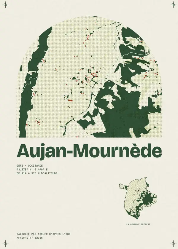 Affiche de Aujan-Mournède, calculée par 123-fr d'après l'IGN