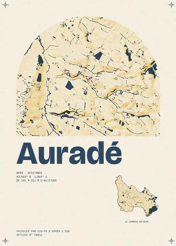 Affiche de Auradé, calculée par 123-fr d'après l'IGN