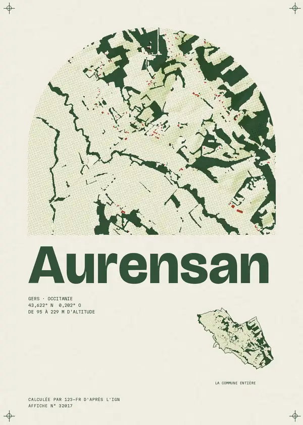 Affiche de Aurensan, calculée par 123-fr d'après l'IGN