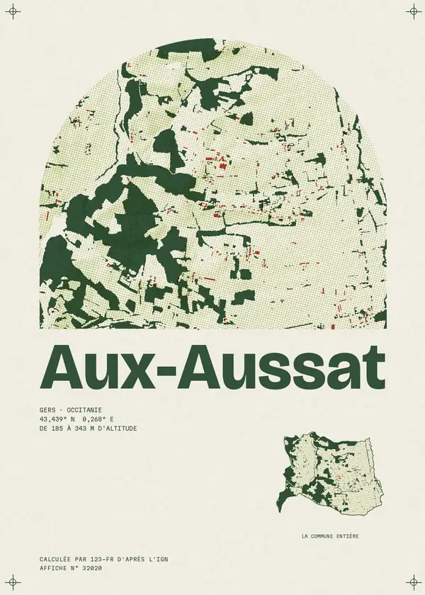 Affiche de Aux-Aussat, calculée par 123-fr d'après l'IGN
