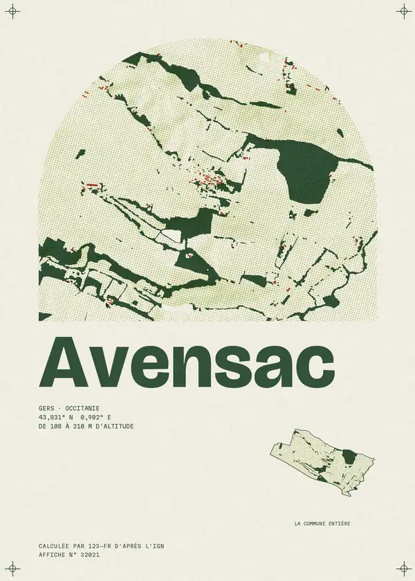 Affiche de Avensac, calculée par 123-fr d'après l'IGN