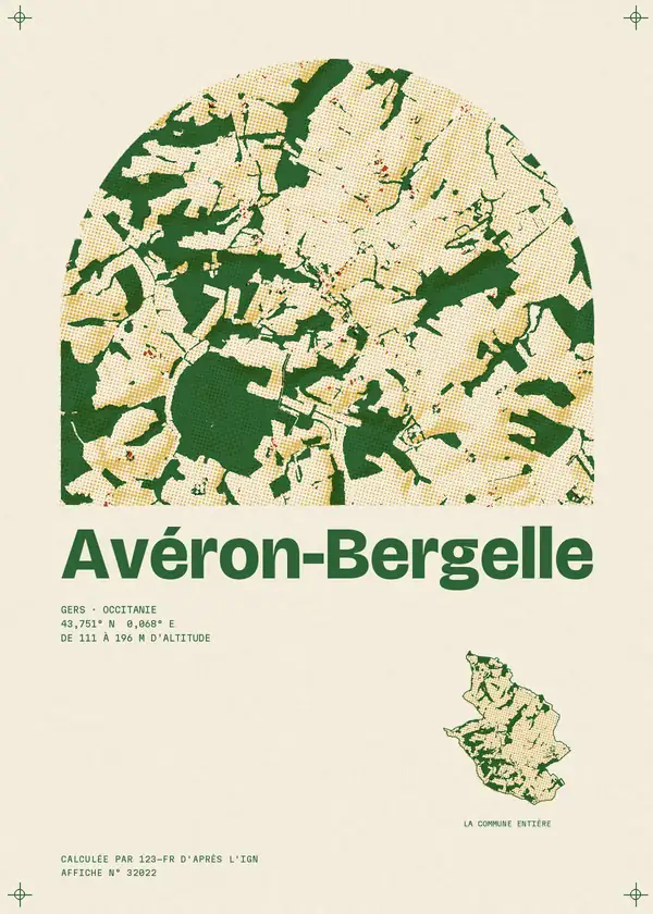 Affiche de Avéron-Bergelle, calculée par 123-fr d'après l'IGN