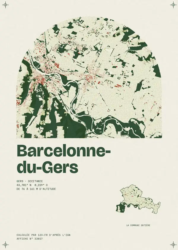 Affiche de Barcelonne-du-Gers, calculée par 123-fr d'après l'IGN