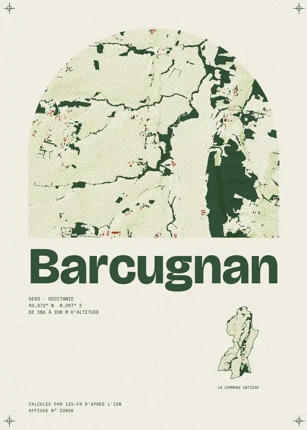 Affiche de Barcugnan, calculée par 123-fr d'après l'IGN