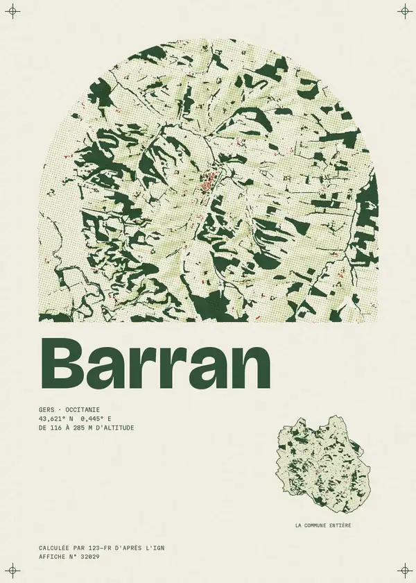 Affiche de Barran, calculée par 123-fr d'après l'IGN