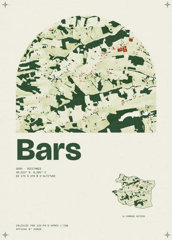 Affiche de Bars, calculée par 123-fr d'après l'IGN