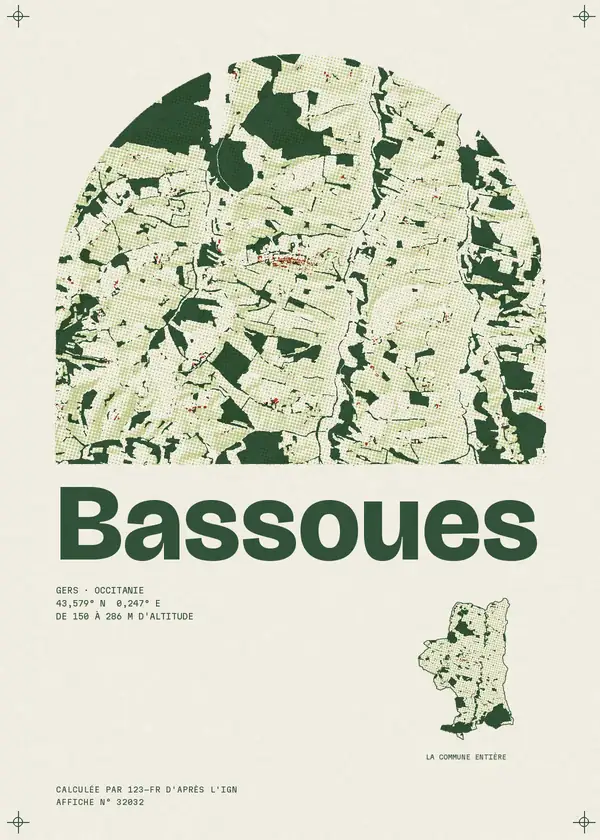 Affiche de Bassoues, calculée par 123-fr d'après l'IGN
