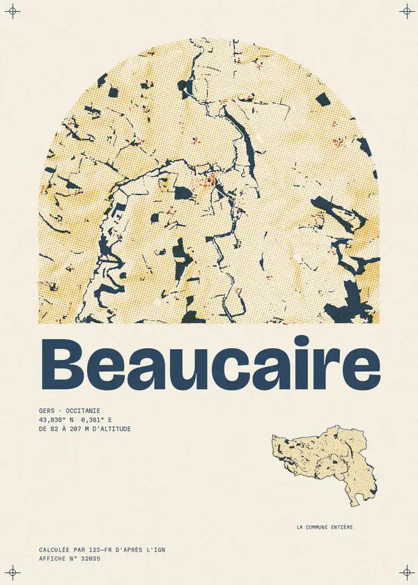 Affiche de Beaucaire, calculée par 123-fr d'après l'IGN