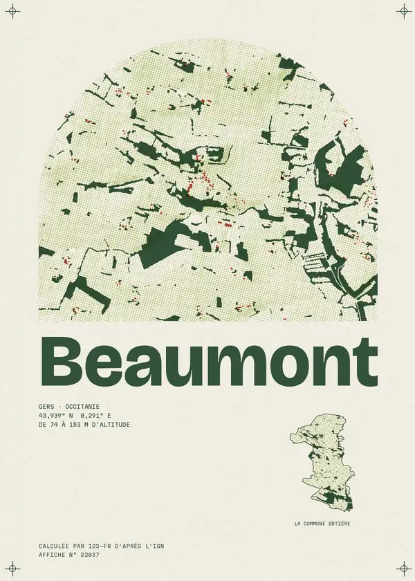 Affiche de Beaumont, calculée par 123-fr d'après l'IGN