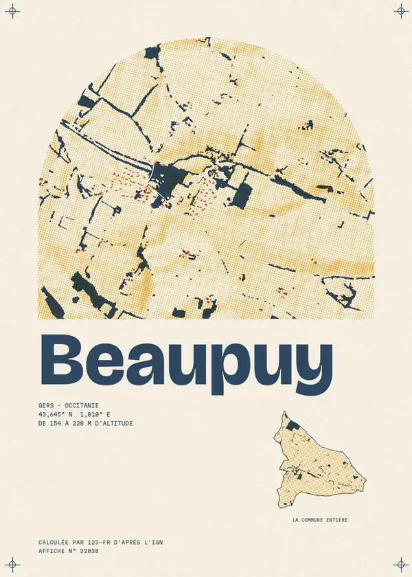 Affiche de Beaupuy, calculée par 123-fr d'après l'IGN