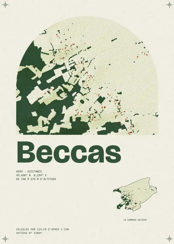 Affiche de Beccas, calculée par 123-fr d'après l'IGN