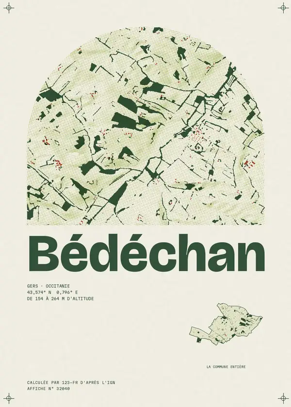 Affiche de Bédéchan, calculée par 123-fr d'après l'IGN