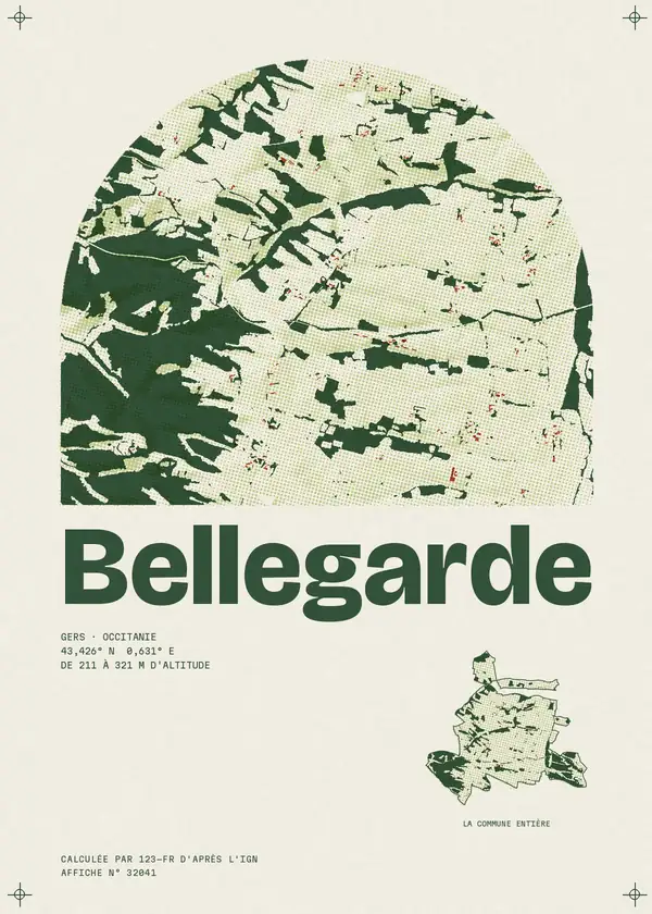 Affiche de Bellegarde, calculée par 123-fr d'après l'IGN