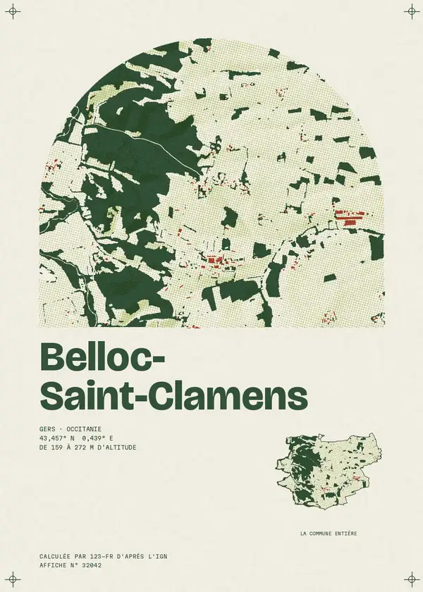 Affiche de Belloc-Saint-Clamens, calculée par 123-fr d'après l'IGN