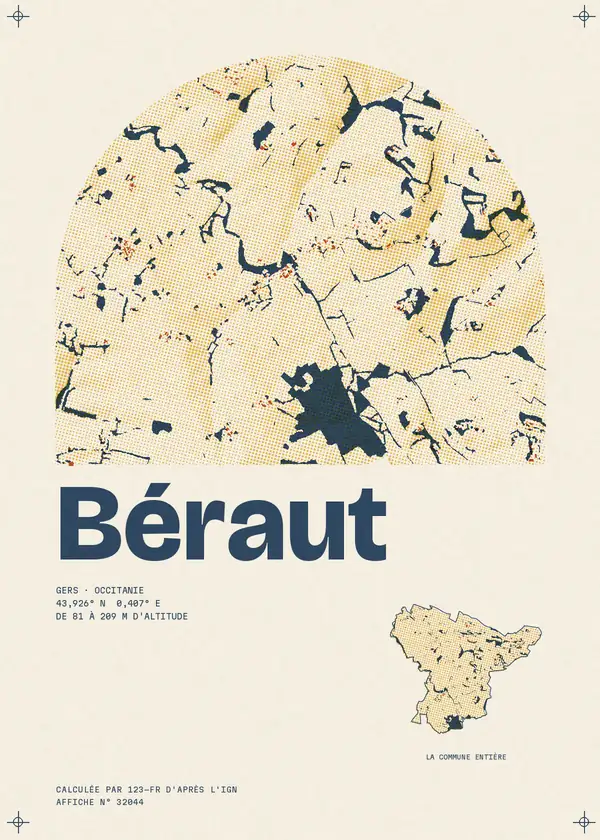 Affiche de Béraut, calculée par 123-fr d'après l'IGN