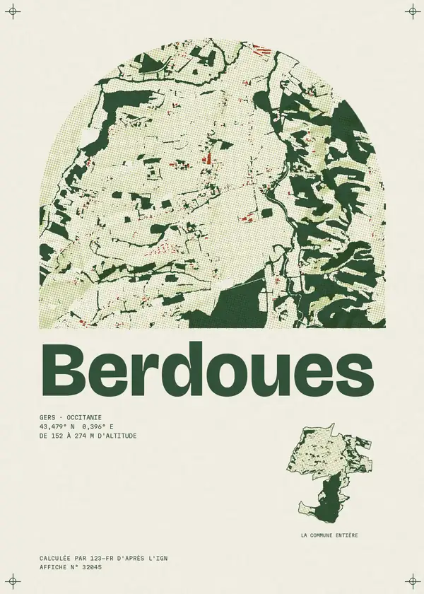 Affiche de Berdoues, calculée par 123-fr d'après l'IGN