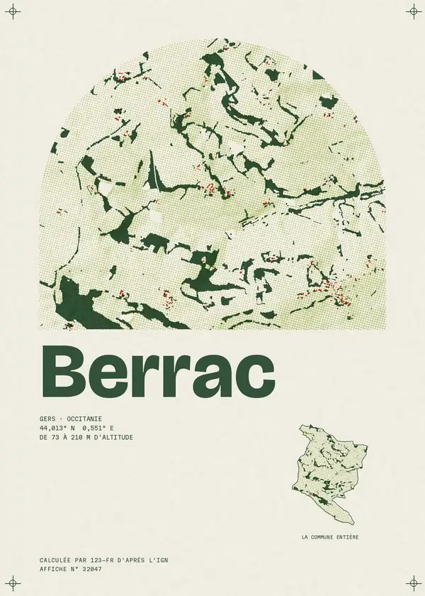 Affiche de Berrac, calculée par 123-fr d'après l'IGN