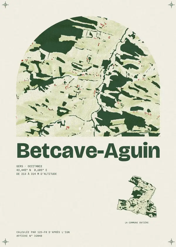 Affiche de Betcave-Aguin, calculée par 123-fr d'après l'IGN