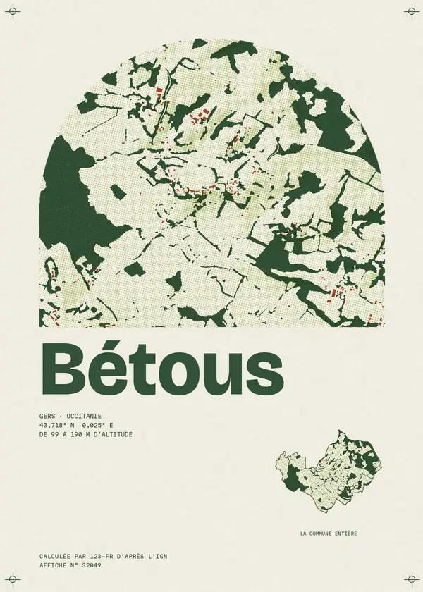Affiche de Bétous, calculée par 123-fr d'après l'IGN