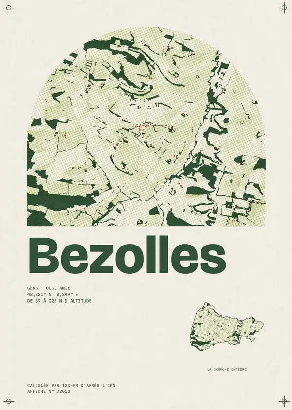 Affiche de Bezolles, calculée par 123-fr d'après l'IGN