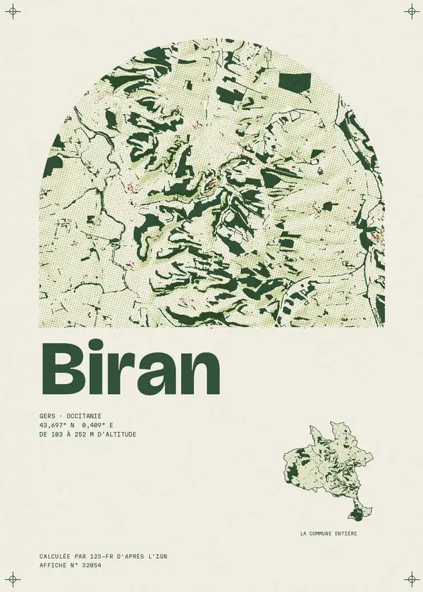 Affiche de Biran, calculée par 123-fr d'après l'IGN
