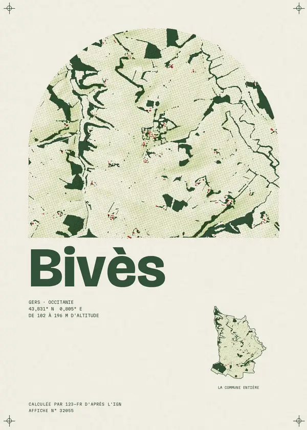 Affiche de Bivès, calculée par 123-fr d'après l'IGN