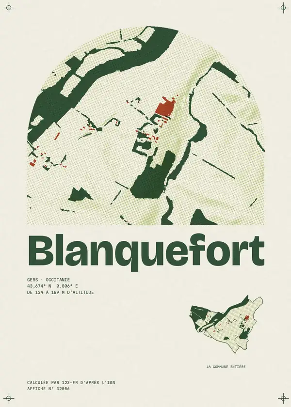Affiche de Blanquefort, calculée par 123-fr d'après l'IGN