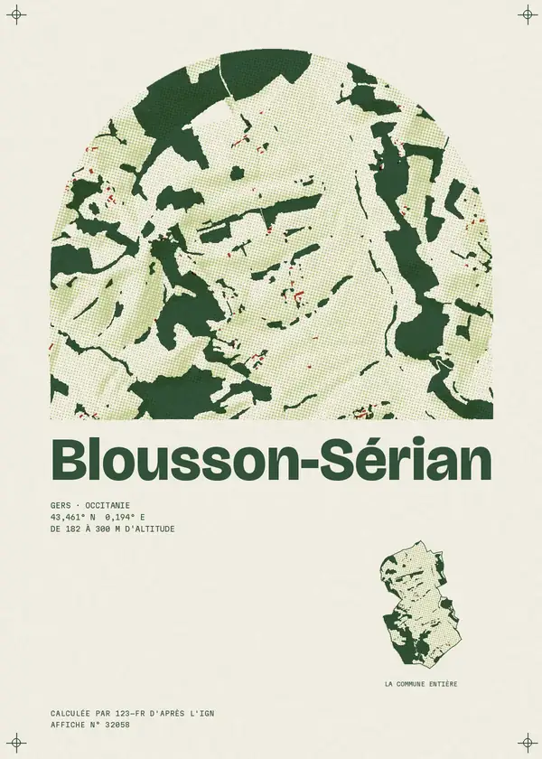 Affiche de Blousson-Sérian, calculée par 123-fr d'après l'IGN
