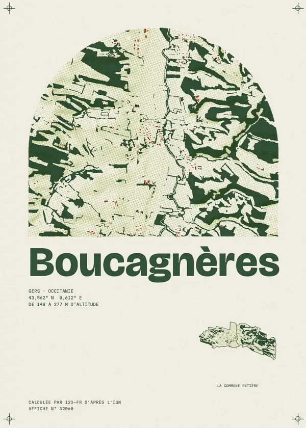 Affiche de Boucagnères, calculée par 123-fr d'après l'IGN
