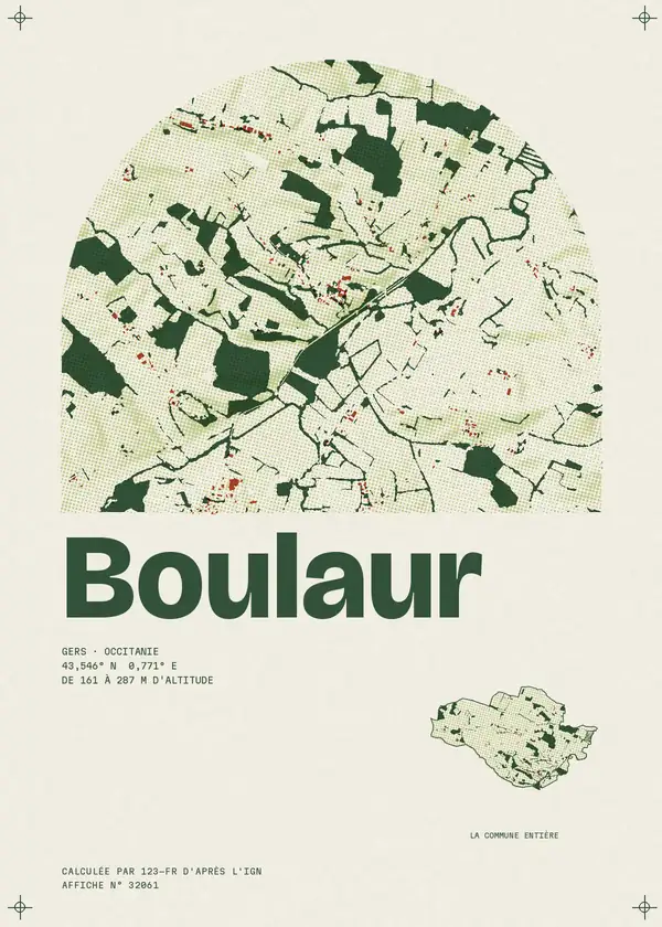 Affiche de Boulaur, calculée par 123-fr d'après l'IGN