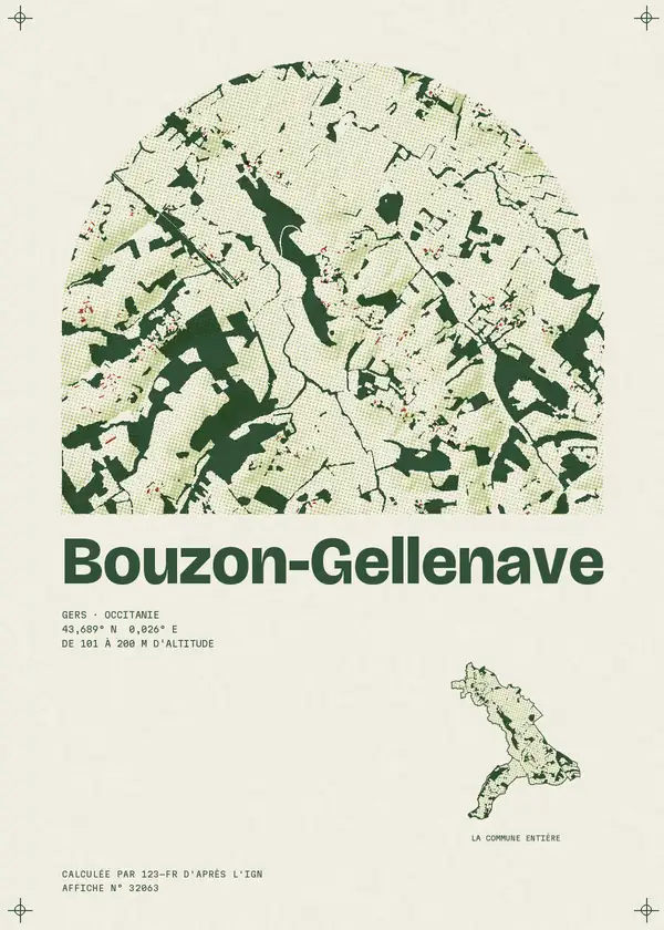 Affiche de Bouzon-Gellenave, calculée par 123-fr d'après l'IGN