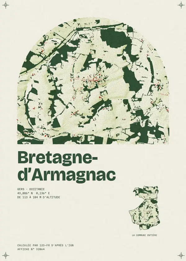 Affiche de Bretagne-d'Armagnac, calculée par 123-fr d'après l'IGN