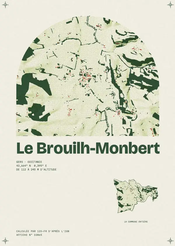 Affiche de Le Brouilh-Monbert, calculée par 123-fr d'après l'IGN