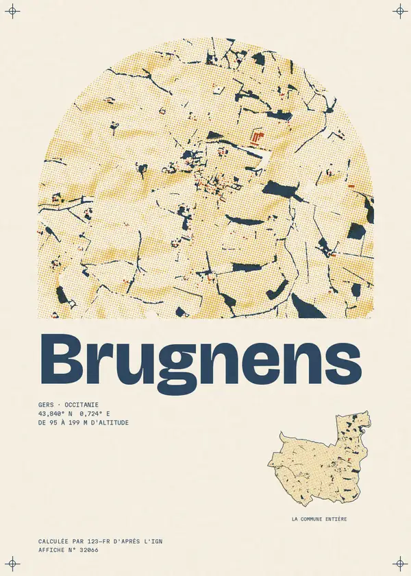 Affiche de Brugnens, calculée par 123-fr d'après l'IGN