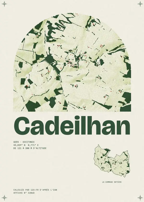 Affiche de Cadeilhan, calculée par 123-fr d'après l'IGN