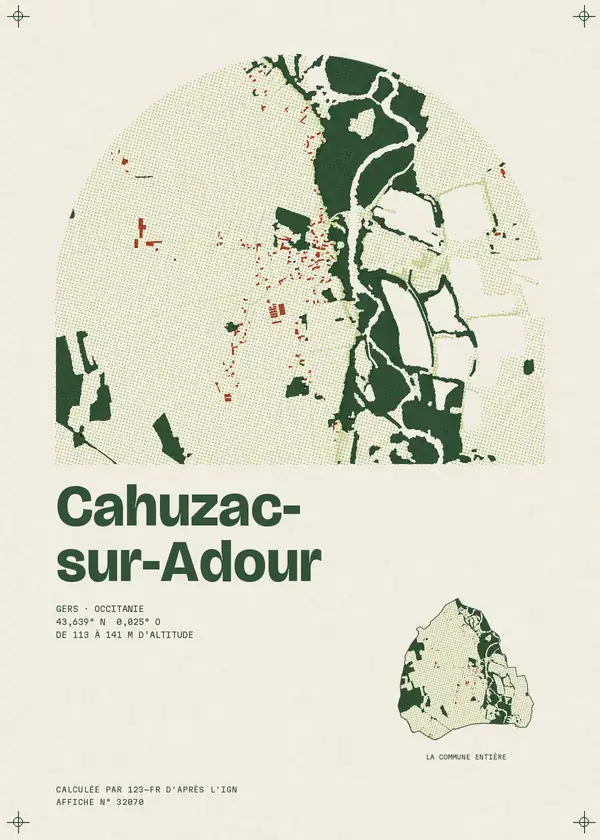 Affiche de Cahuzac-sur-Adour, calculée par 123-fr d'après l'IGN