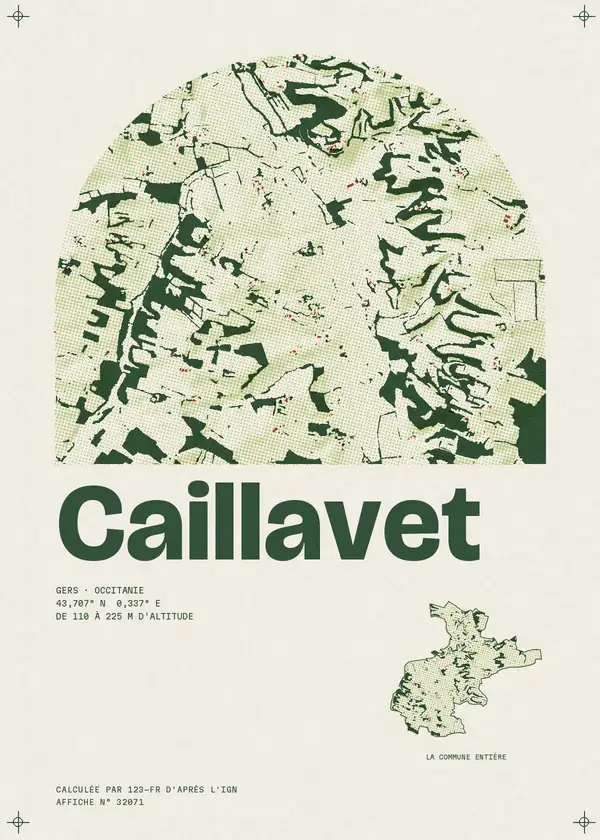 Affiche de Caillavet, calculée par 123-fr d'après l'IGN