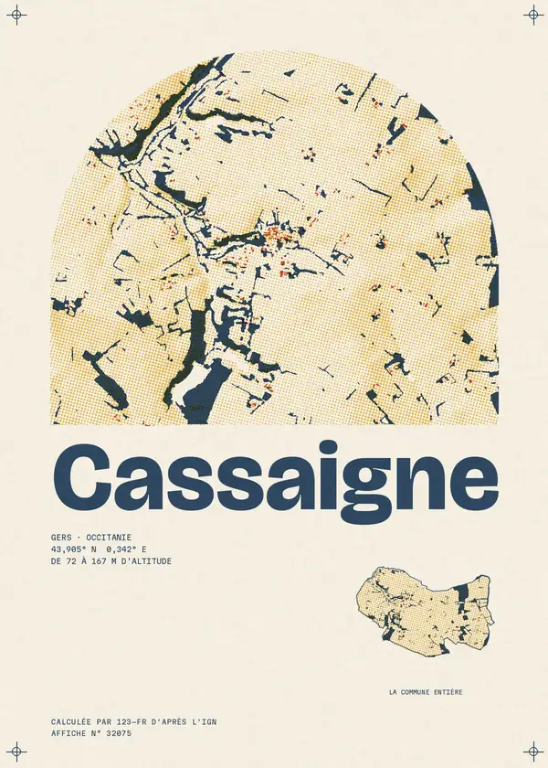 Affiche de Cassaigne, calculée par 123-fr d'après l'IGN
