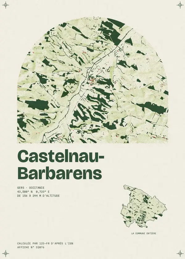 Affiche de Castelnau-Barbarens, calculée par 123-fr d'après l'IGN