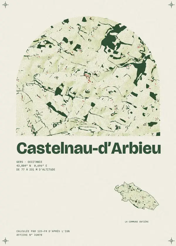 Affiche de Castelnau-d'Arbieu, calculée par 123-fr d'après l'IGN