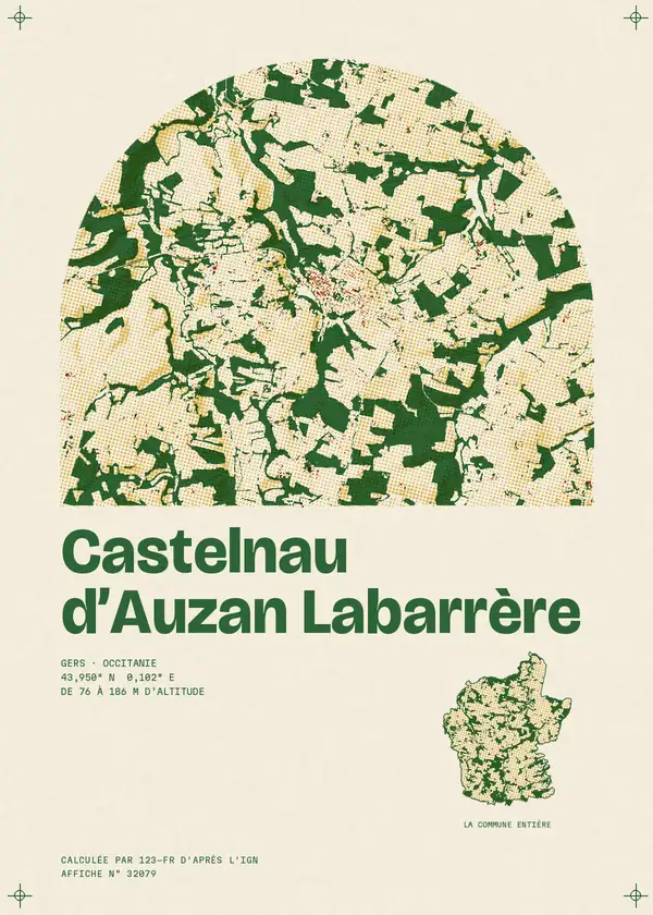 Affiche de Castelnau d'Auzan Labarrère, calculée par 123-fr d'après l'IGN
