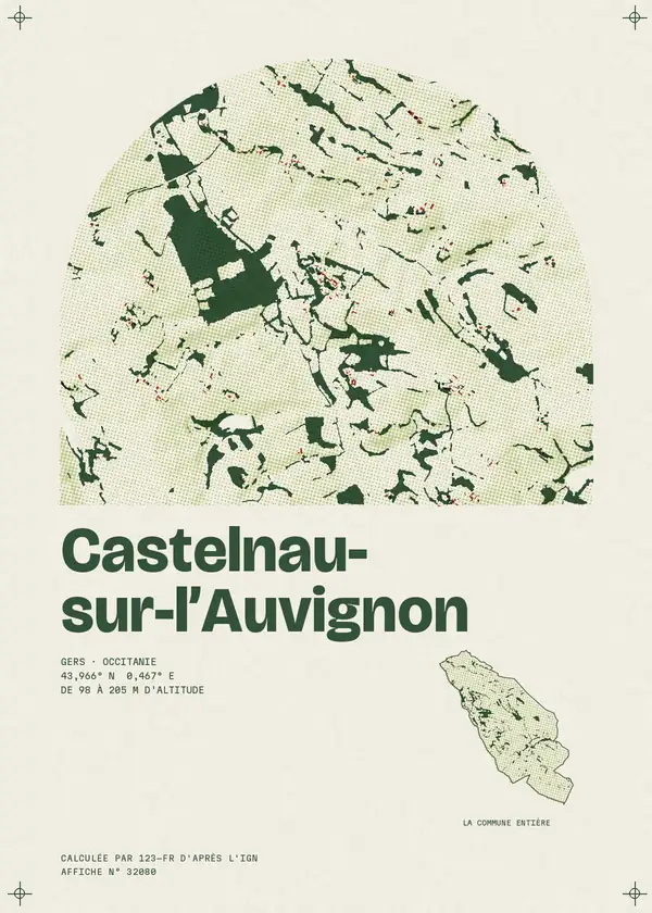 Affiche de Castelnau-sur-l'Auvignon, calculée par 123-fr d'après l'IGN