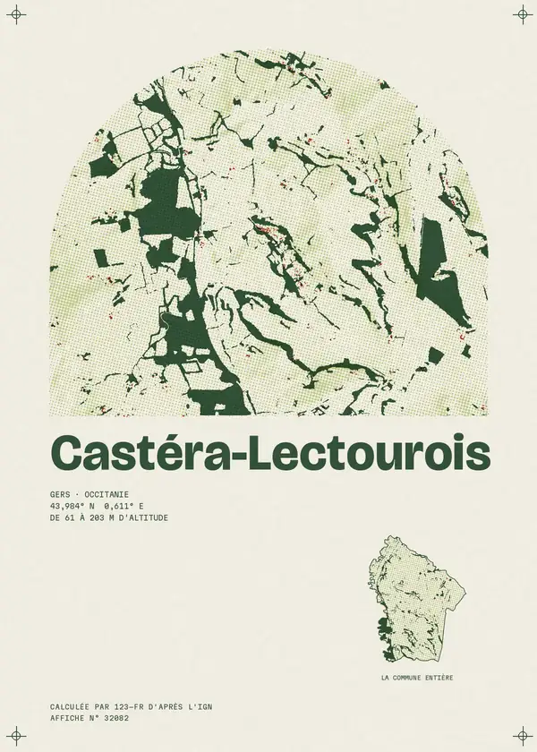 Affiche de Castéra-Lectourois, calculée par 123-fr d'après l'IGN