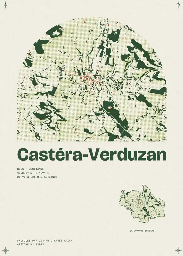 Affiche de Castéra-Verduzan, calculée par 123-fr d'après l'IGN