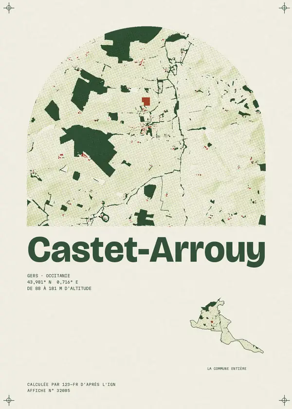 Affiche de Castet-Arrouy, calculée par 123-fr d'après l'IGN
